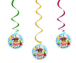 Підвіска-спіраль "С Днём Рождения" блакитна 5 шт
