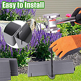 38 шт. пластиковий бордюр для газону та клумби, садова окантовка, палісад, декоративна огорожа, сірий, фото 3