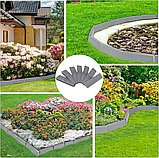 38 шт. пластиковий бордюр для газону та клумби, садова окантовка, палісад, декоративна огорожа, сірий, фото 5