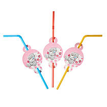 Трубочки для напоїв з гофрою "Ведмедик Тедді" рожевий 8 шт