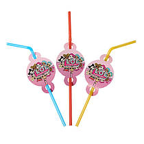 Трубочки для напоїв з гофрою "Ляльки ЛОЛ" 8 шт