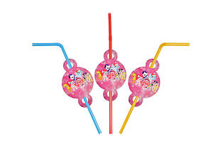 Трубочки для напоїв з гофрою "Маленькі поні" 8 шт