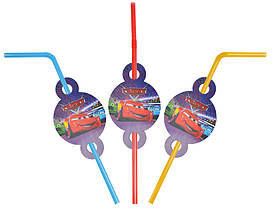 Трубочки для напоїв з гофрою "Тачки" 8 шт