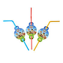 Трубочки для напоїв з гофрою "Щенячий патруль" 8 шт