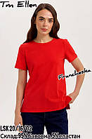 Красная женская футболка хлопок с эластаном TM Ellen (арт. LSK 20/16/02)