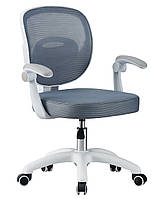 Крісло дитяче офісне біло сіре Тонік із сітчастою спинкою та регулюванням висоти для школяра Мікс Мебель
