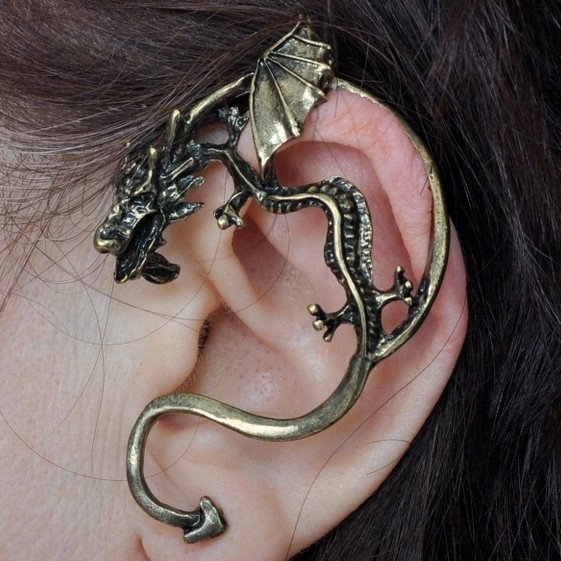 Сережок-каф Дракон бронза, фото 1