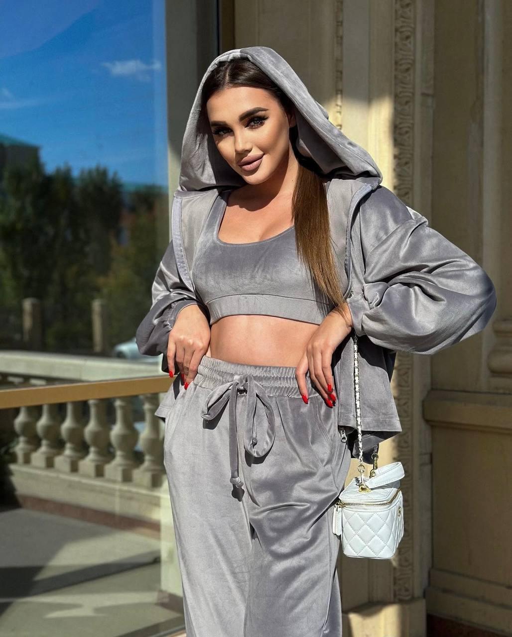 Костюм спортивний велюровий трійка в кольорах 9800, фото 1