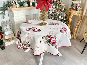 Новорічна скатертина гобеленова на круглий стіл ALLOVER34278