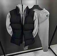 Чоловічий костюм костюм трійка на флісі з жилетом штани і кофта. Чорний/сірий/графіт. 46-48; 50-52; 54-56.