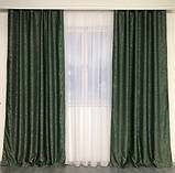 Зелені штори з льону блекаут 100% захист від сонця., фото 3