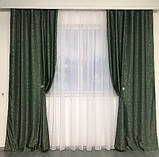 Зелені штори з льону блекаут 100% захист від сонця., фото 2