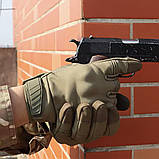 Тактичні утеплені рукавиці Softshell. Перчатки тактичні теплі сенсорні, фото 4