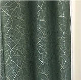 Зелені штори з льону блекаут 100% захист від сонця., фото 5