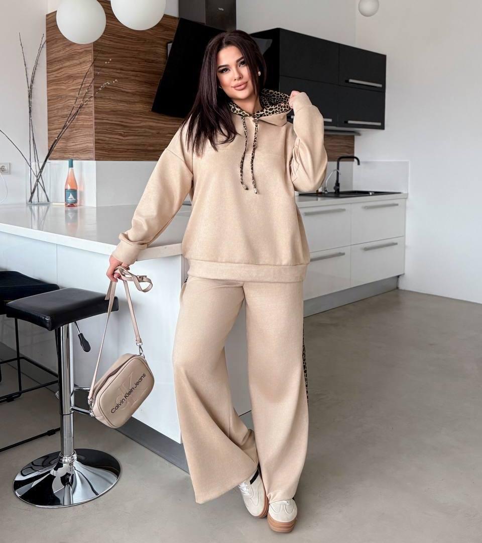 Костюм замшевий з леопардовими втавками 9801, фото 1