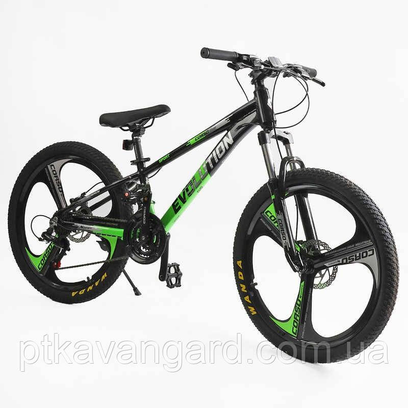 Велоcипед cпортивний Corso Evolution 24" дюймів EV-24203 (рама 11", Shimano 21 швидкість) зелений, фото 1