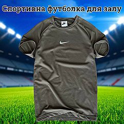 Футболка чоловіча спортивна сіра Nike тренувальна приємна до тіла футболка в зал для фітнеса та бігу
