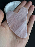 Рожевий кварц натуральний шкребок масажер гуаша з натурального каменю ., фото 6