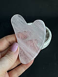 Рожевий кварц натуральний шкребок масажер гуаша з натурального каменю ., фото 4