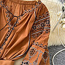 Вишите плаття бохо міді з поясом довгий рукав  плаття з вишивкою, фото 6