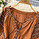 Вишите плаття бохо міді з поясом довгий рукав  плаття з вишивкою, фото 7