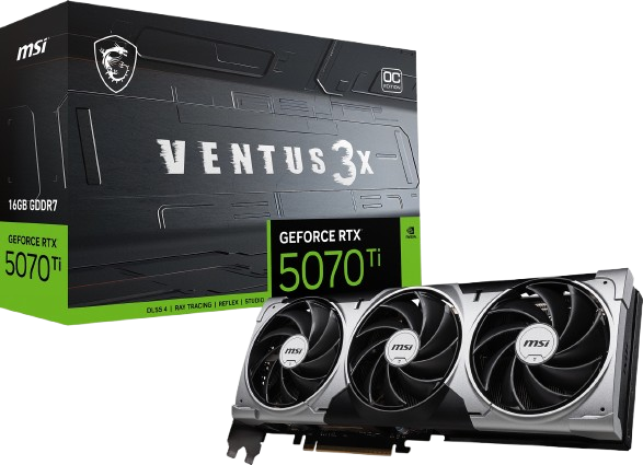 Відеокарта GeForce RTX 5070 Ti 16GB MSI Ventus 3X OC (RTX 5070 Ti 16G VENTUS 3X OC)