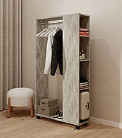 Вішалка настінна. Вішалка в передпокій. Вішалка настінна з полицею і гачками MebelProff B6 Бетон