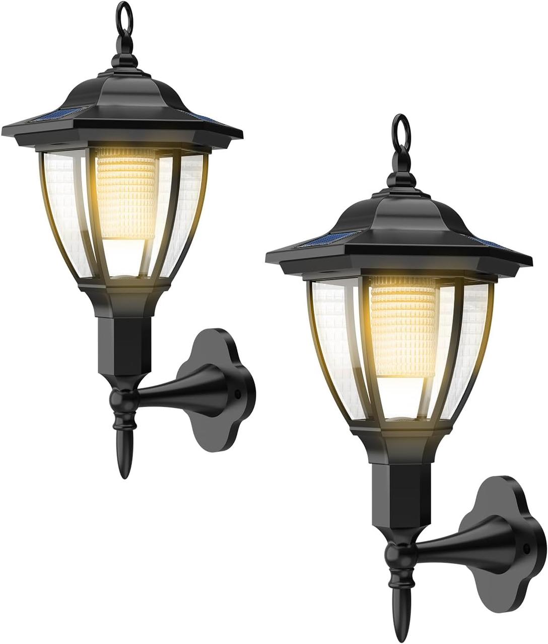 Сонячні настінні ліхтарі Moman, 2 упаковки зовнішніх охоронних світильників з датчиком руху, IP65 водонепроникний для гаража, фото 1