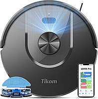 Робот-пилосос Tikom L8000 Pro з навігацією LiDAR, 5000 Па з функцією підмітання, максимум 150 хвилин, самозарядний, Wi-Fi, 14 ГБ