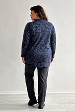 Жіноча туніка великих розмірів на флісі синя зимова тепла з кишенею синя, фото 5