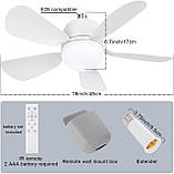 Gliztech - Стельовий вентилятор з підсвічуванням та пультом дистанційного керування, світлодіодний вентилятор для ванної кімнати, фото 2