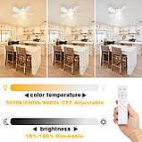 Gliztech - Стельовий вентилятор з підсвічуванням та пультом дистанційного керування, світлодіодний вентилятор для ванної кімнати, фото 4