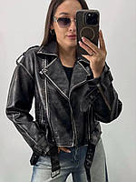 ХІТ Чорна коротка куртка косуха жіноча No2498