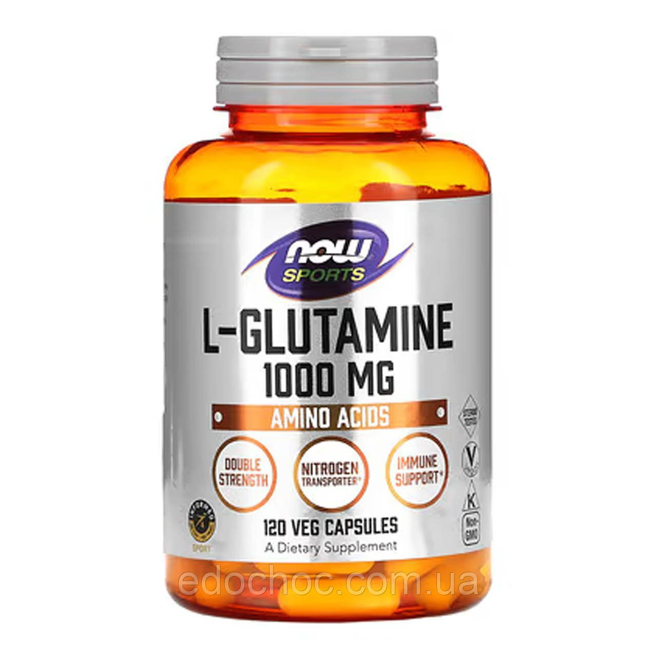 Глютамін (L-Glutamine) 1000 мг 120 капсул NOW-00094, фото 1