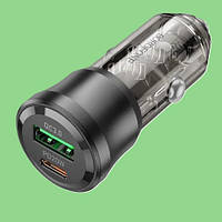 АЗП, швидка зарядка з двома гніздами USB + USB Type-C, QC 3.0/2.0 PD AFC FCP 38W 5V 3A, 9V 2.22A, 12V 1.67A