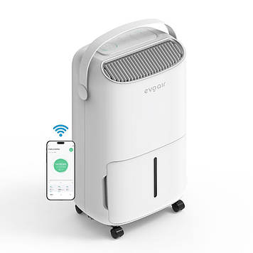 Осушувач повітря evoair 30 м² NovaDry 12 Smart, осушення 12л/24 год, іонізація повітря, УФ - знежараження, резервуар 2.5 л, Creme