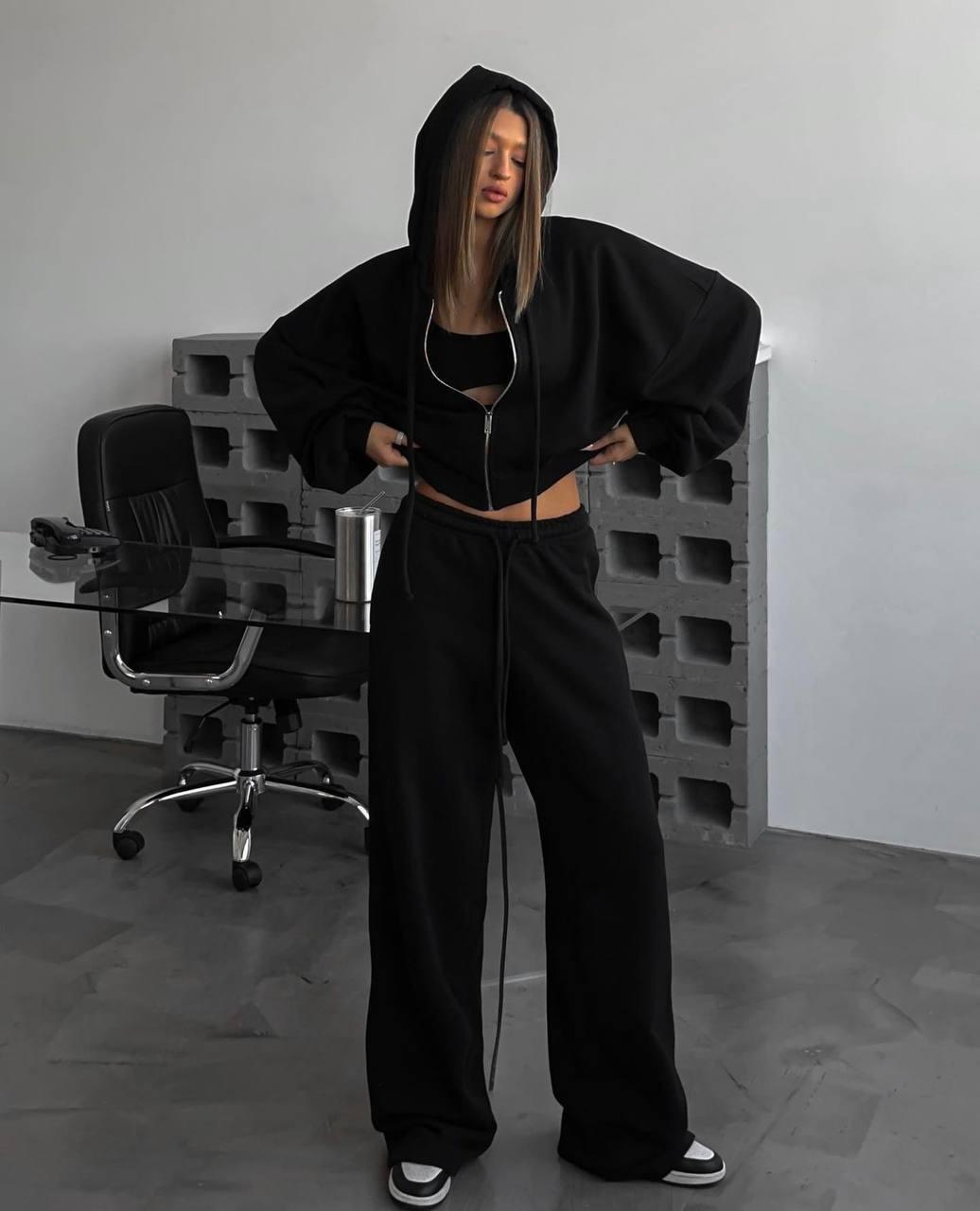 Костюм жіночий M, L трьохнитка чорний, фото 1