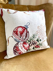 Новорічна наволочка гобеленова 45*45 см ALLOVER34278