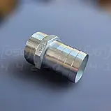 Штуцер шланговий різьбовий нержавіючий DN50 (2"), н/ж сталь AISI304, зовнішня різьба BSPP, ялинка 50 мм, фото 4