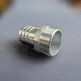 Штуцер шланговий різьбовий нержавіючий DN50 (2"), н/ж сталь AISI304, зовнішня різьба BSPP, ялинка 50 мм, фото 9