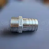 Штуцер шланговий різьбовий нержавіючий DN50 (2"), н/ж сталь AISI304, зовнішня різьба BSPP, ялинка 50 мм, фото 3