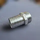 Штуцер шланговий різьбовий нержавіючий DN50 (2"), н/ж сталь AISI304, зовнішня різьба BSPP, ялинка 50 мм, фото 7