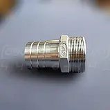 Штуцер шланговий різьбовий нержавіючий DN50 (2"), н/ж сталь AISI304, зовнішня різьба BSPP, ялинка 50 мм, фото 8