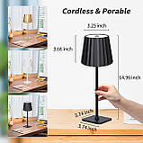 Mr. White Набір з 2 бездротових сенсорних світлодіодних настільних ламп, що перезаряджаються, з батарейним живленням для їдальні, фото 2