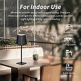 Mr. White Набір з 2 бездротових сенсорних світлодіодних настільних ламп, що перезаряджаються, з батарейним живленням для їдальні, фото 4