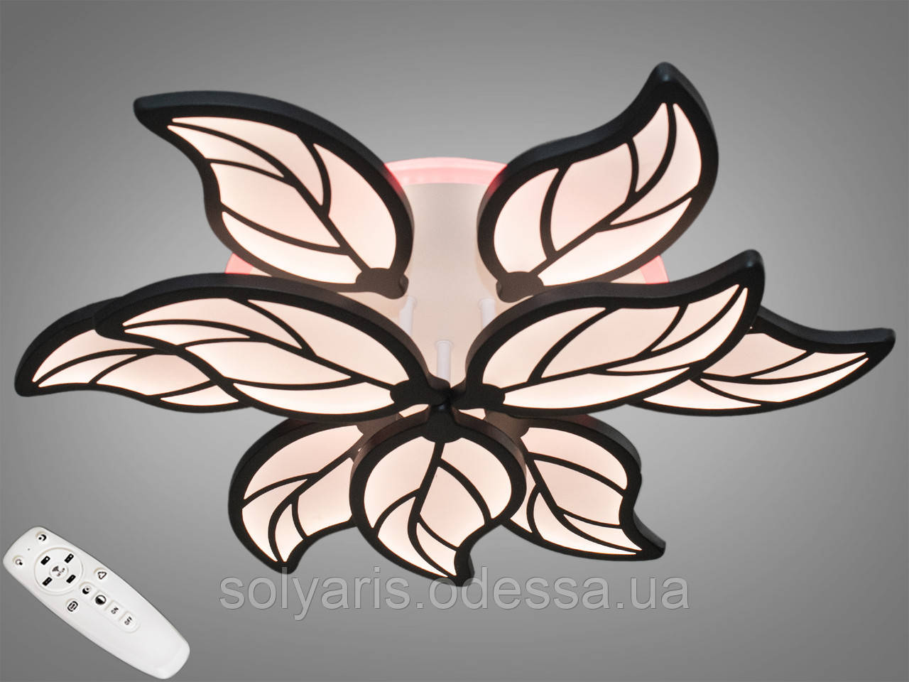 Стельова LED-люстра з димером і підсвіткою 8028/6+3WH LED 3color dim, фото 1