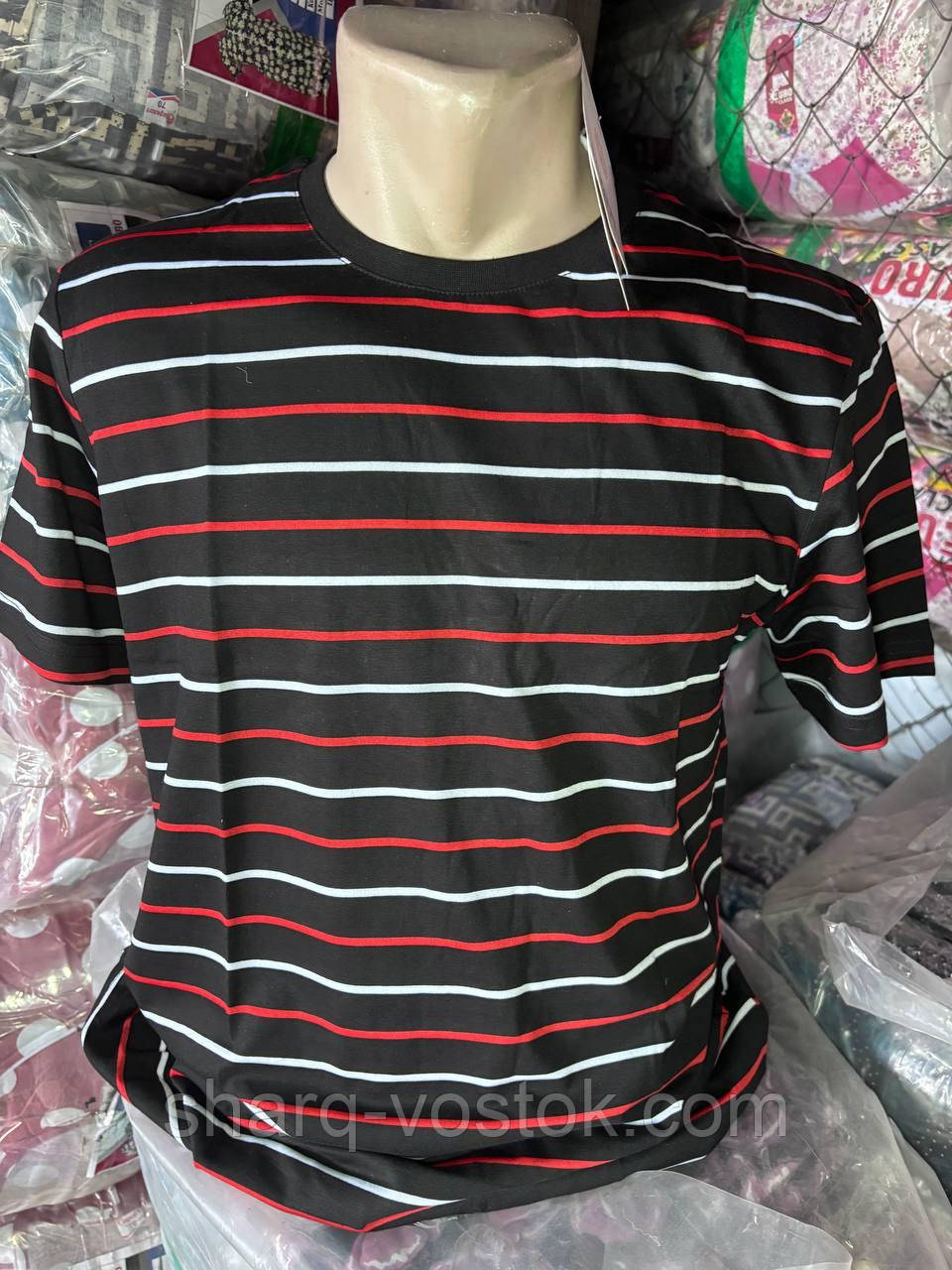Футболка чоловіча в смужку (чорна), фото 1