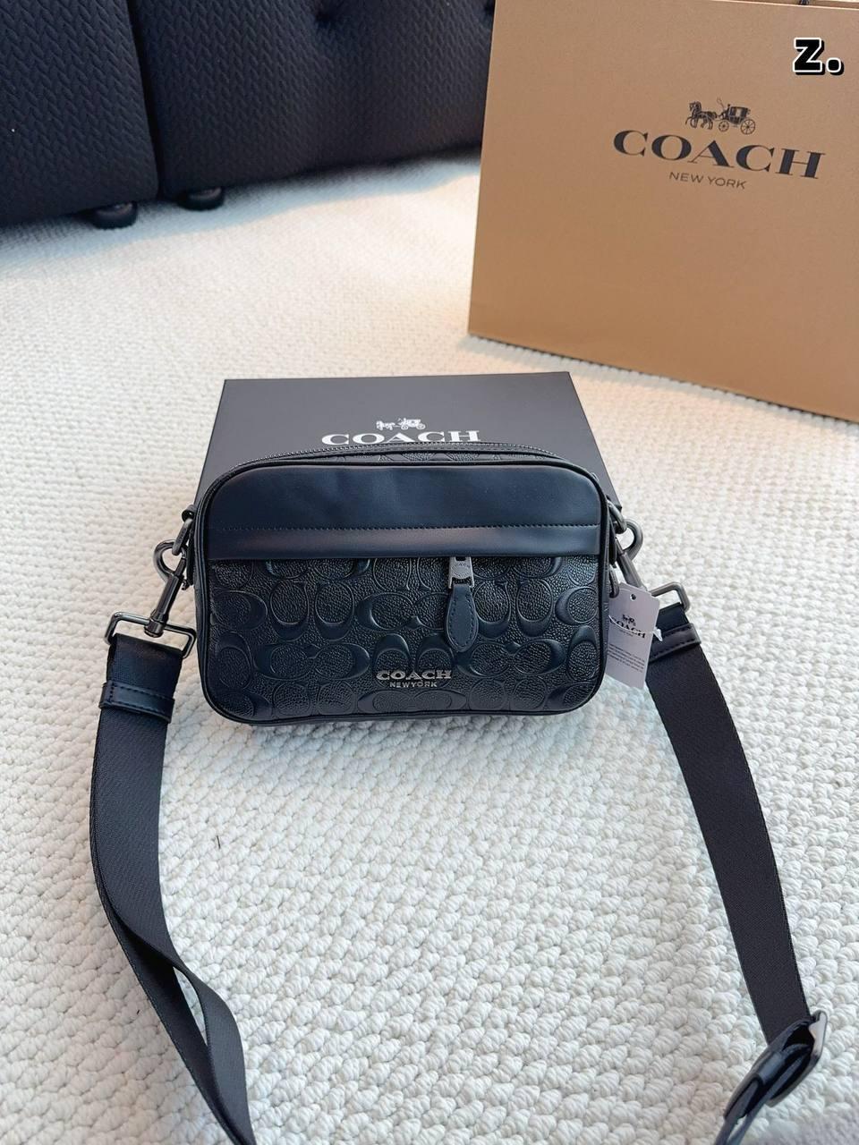 Чоловіча чорна Сумка Месенджер Coach, фото 1