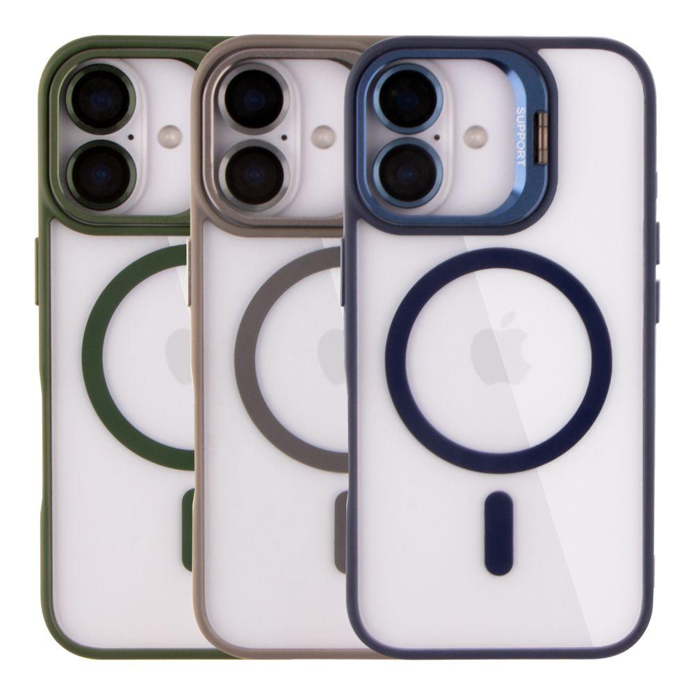 Чехол TPU+PC+Metal Stand Case with MagSafe and Camera Lenses для iPhone 16, фото 1