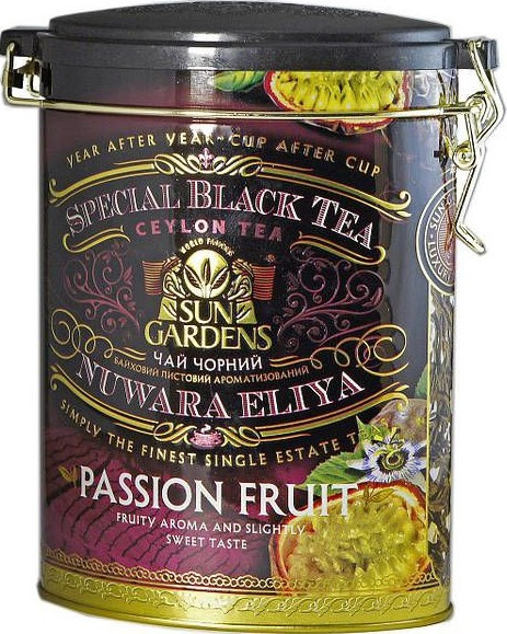 ОРИГІНАЛ! Чай чорний Sun Gardens PASSION FRUIT з ароматом маракуйї 100 г у подарунковій банці
